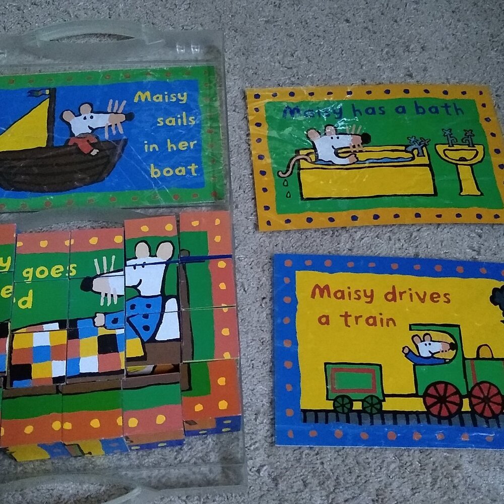 Wooden Maisy Puzzle Cube 6 different scenery used Vintage